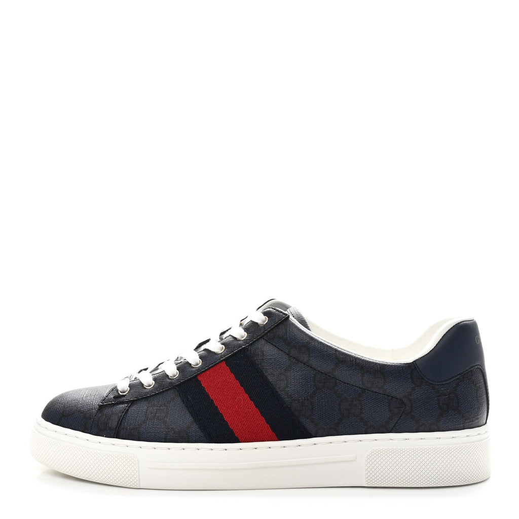 GG SUPREME MONOGRAM AYERS WEB MENS NEW ACE SNEAKERS DARK BLUE