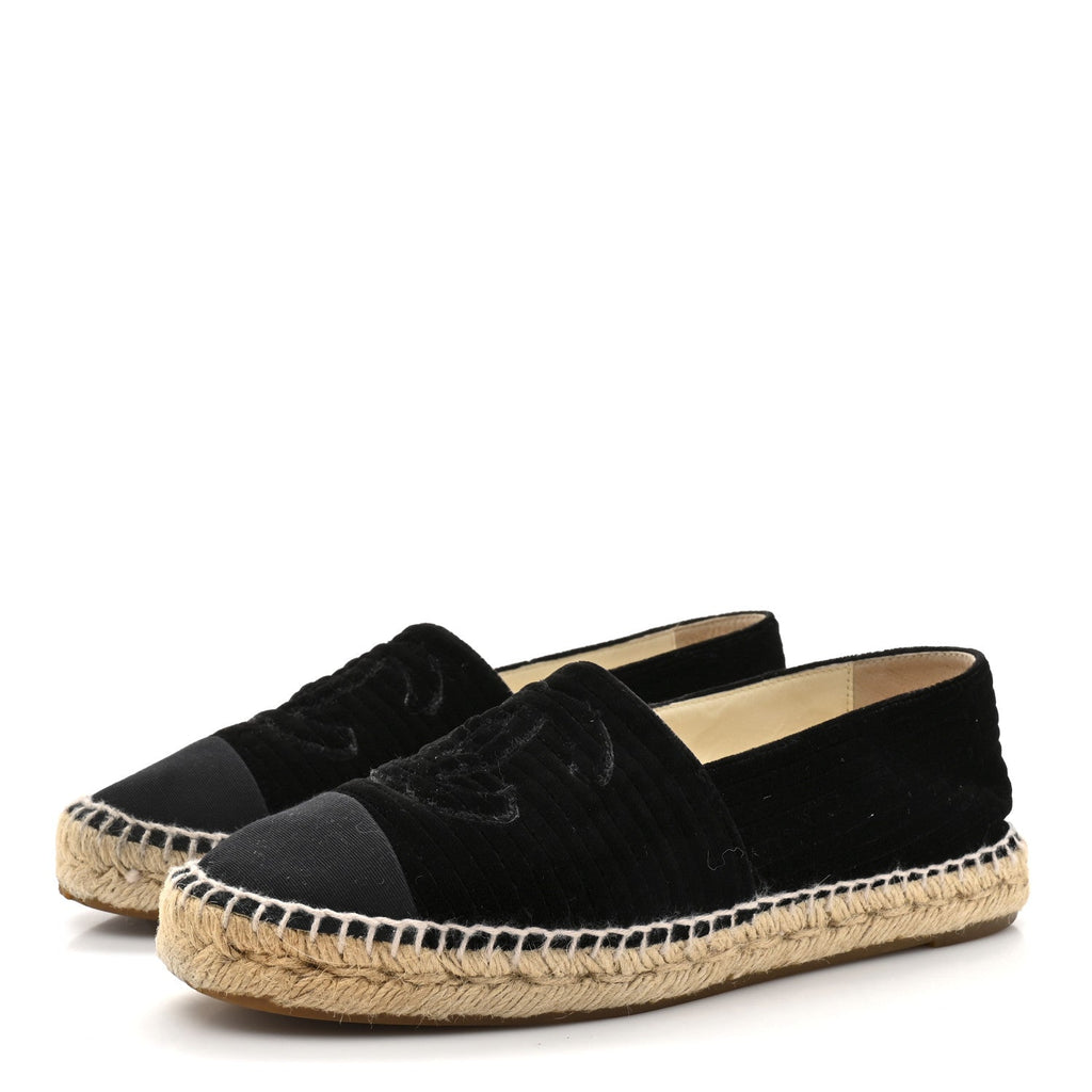 VELVET GROSGRAIN CC ESPADRILLES BLACK
