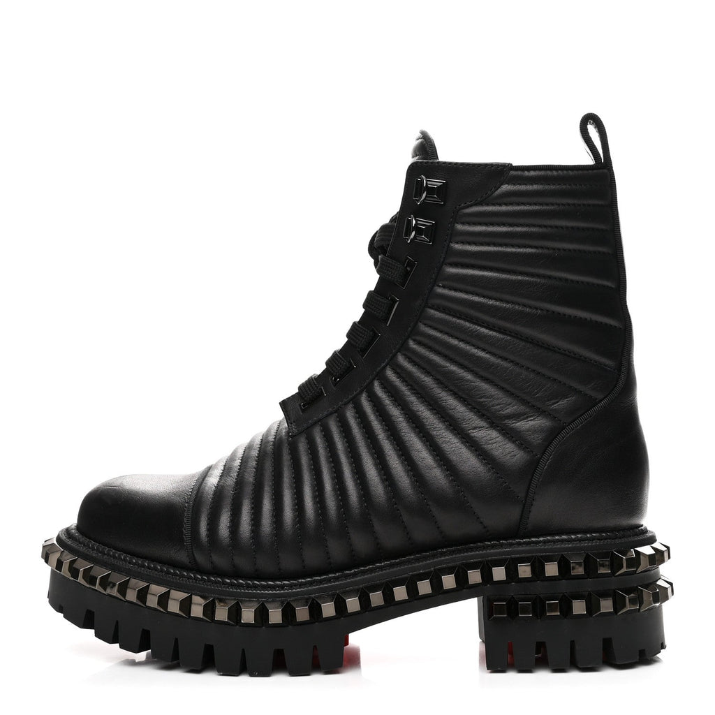 CALFSKIN QUILTED YETOTA COMBAT BOOTS BLACK
