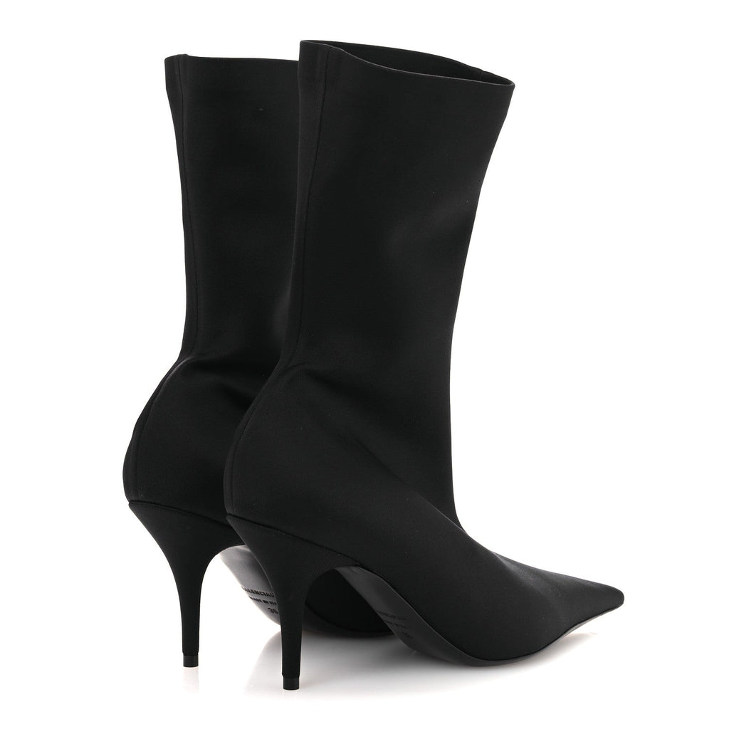 JERSEY CREPE EXTREME POINTED TOE KNIFE BOOTIES BLACK