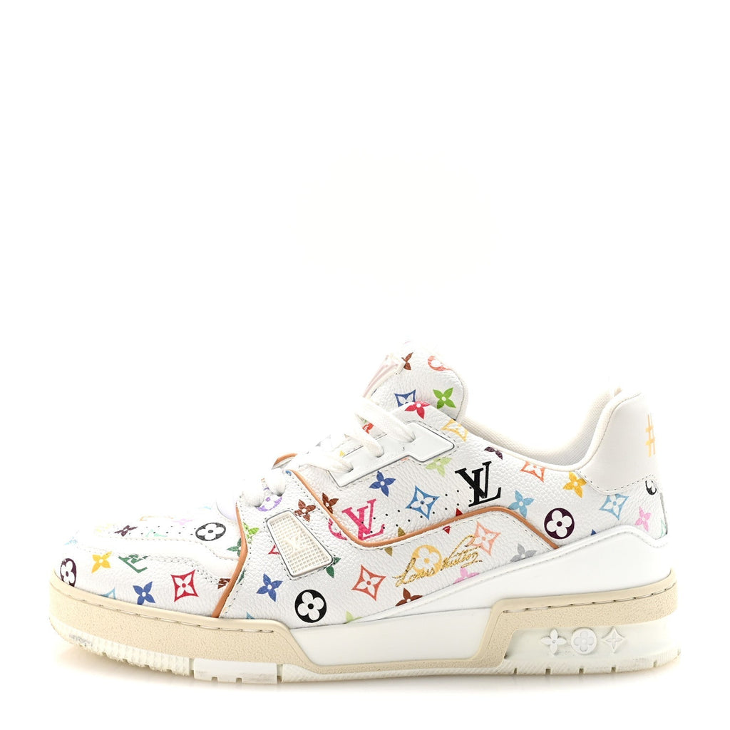 LV X TM CALFSKIN MONOGRAM MULTICOLOR WOMENS LV TRAINER SNEAKERS WHITE