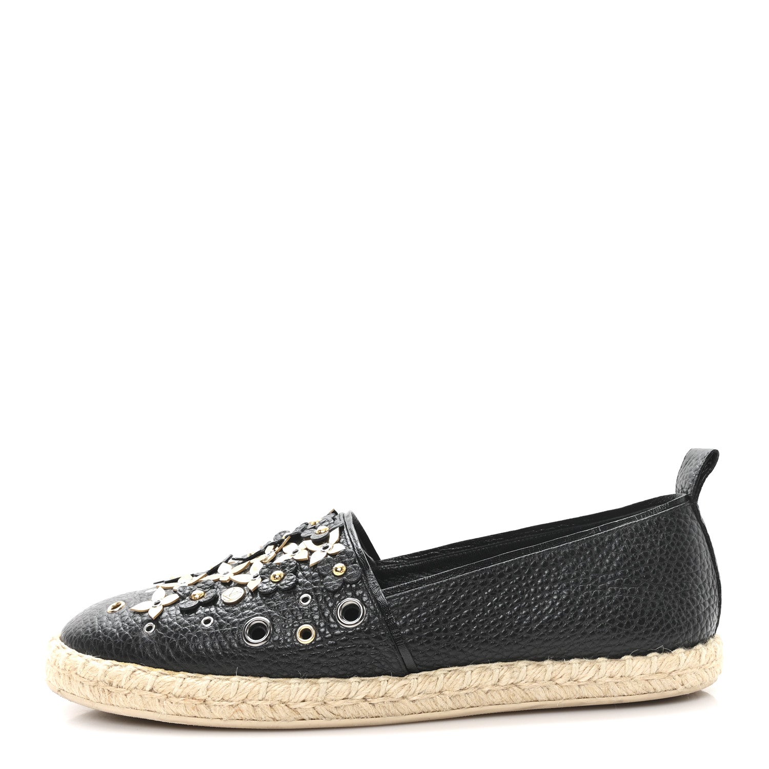 CALFSKIN TROPICAL BLOOM ESPADRILLE FLAT BLACK