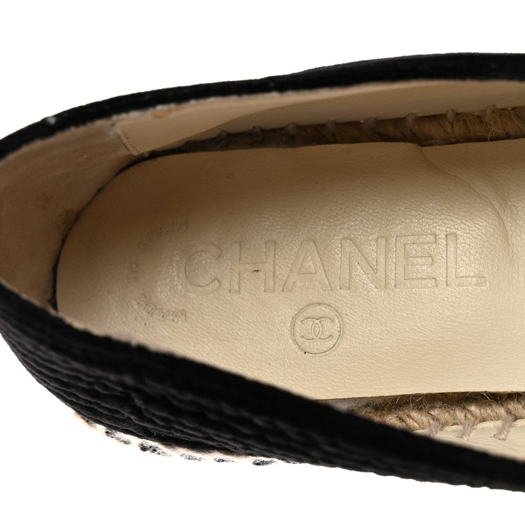 VELVET GROSGRAIN QUILTED CC ESPADRILLES BLACK