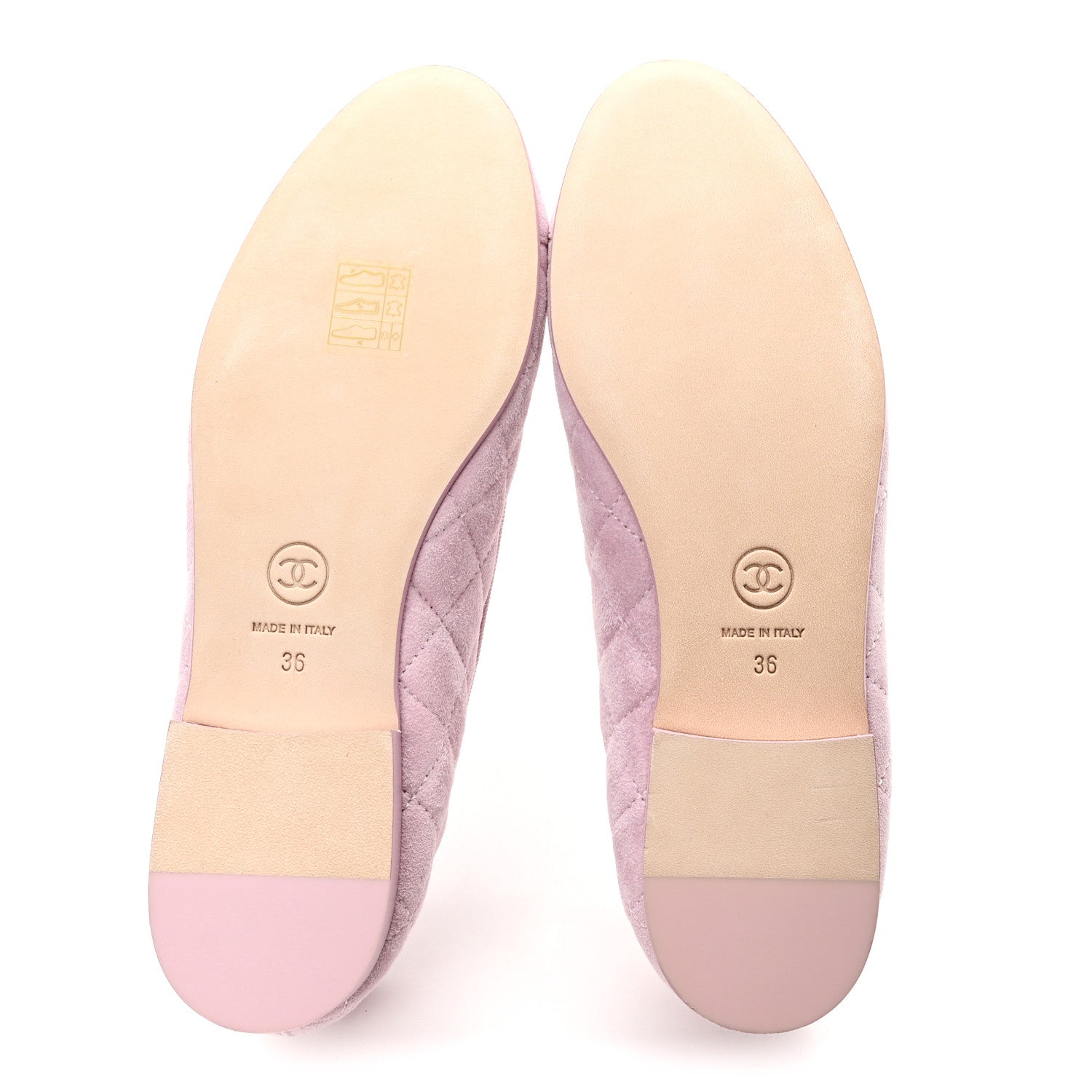 SUEDE QUILTED CAP TOE CC BALLERINA FLATS LIGHT PINK