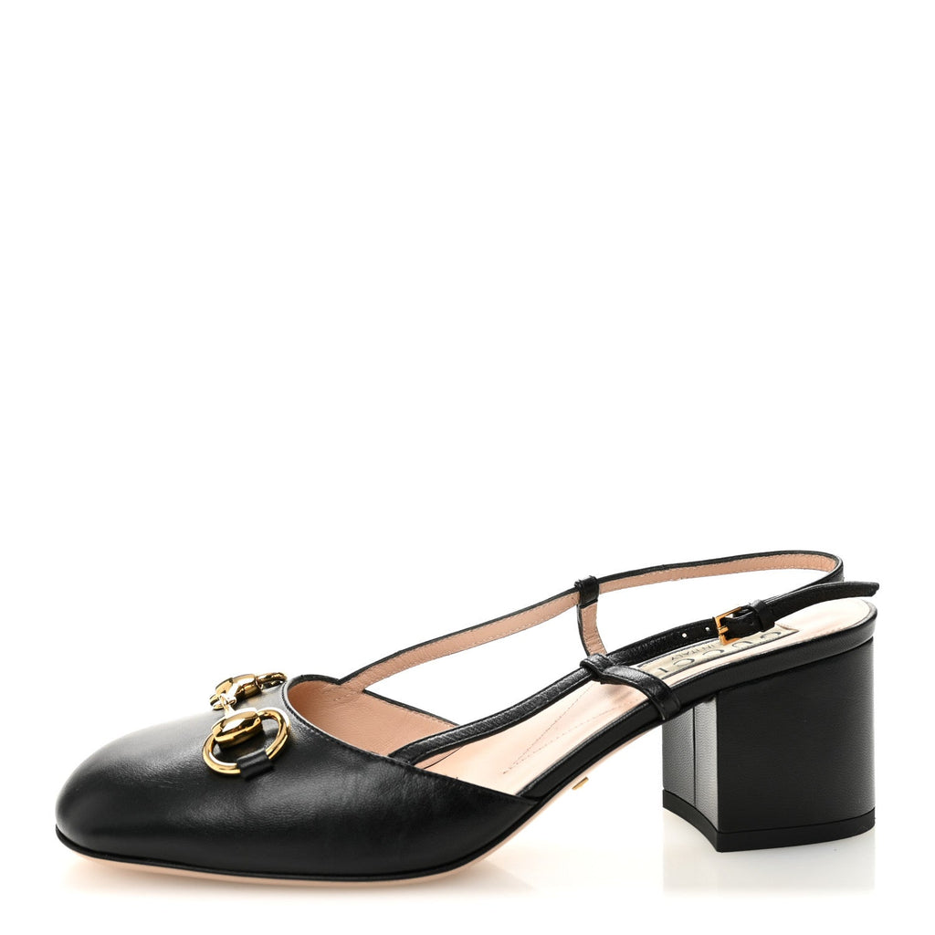 MALAGA KID HORSEBIT 70MM SLINGBACK PUMPS BLACK