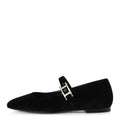 VELVET CRYSTAL JANE BALLET FLATS BLACK