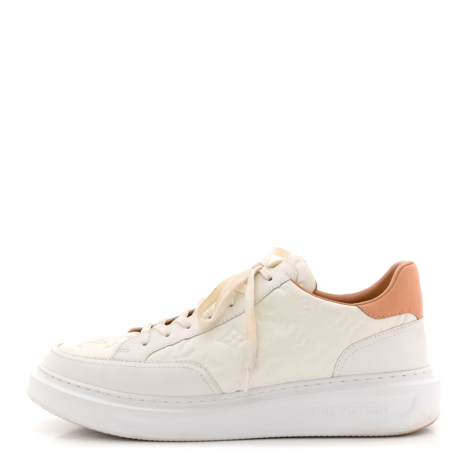 GRAINED CALFSKIN EMBOSSED MONOGRAM MENS BEVERLY HILLS SNEAKERS WHITE