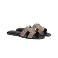 Hermès Oran Sandal Beige - Rose Gold Crystal