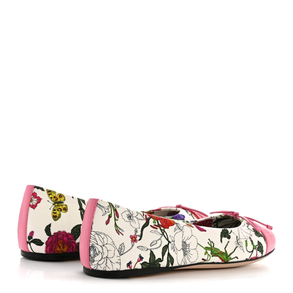 SEPANG FLORA FADED CANVAS GG MARMONT BALLERINA FLATS WHITE MULTICOLOR KNIT ROSE