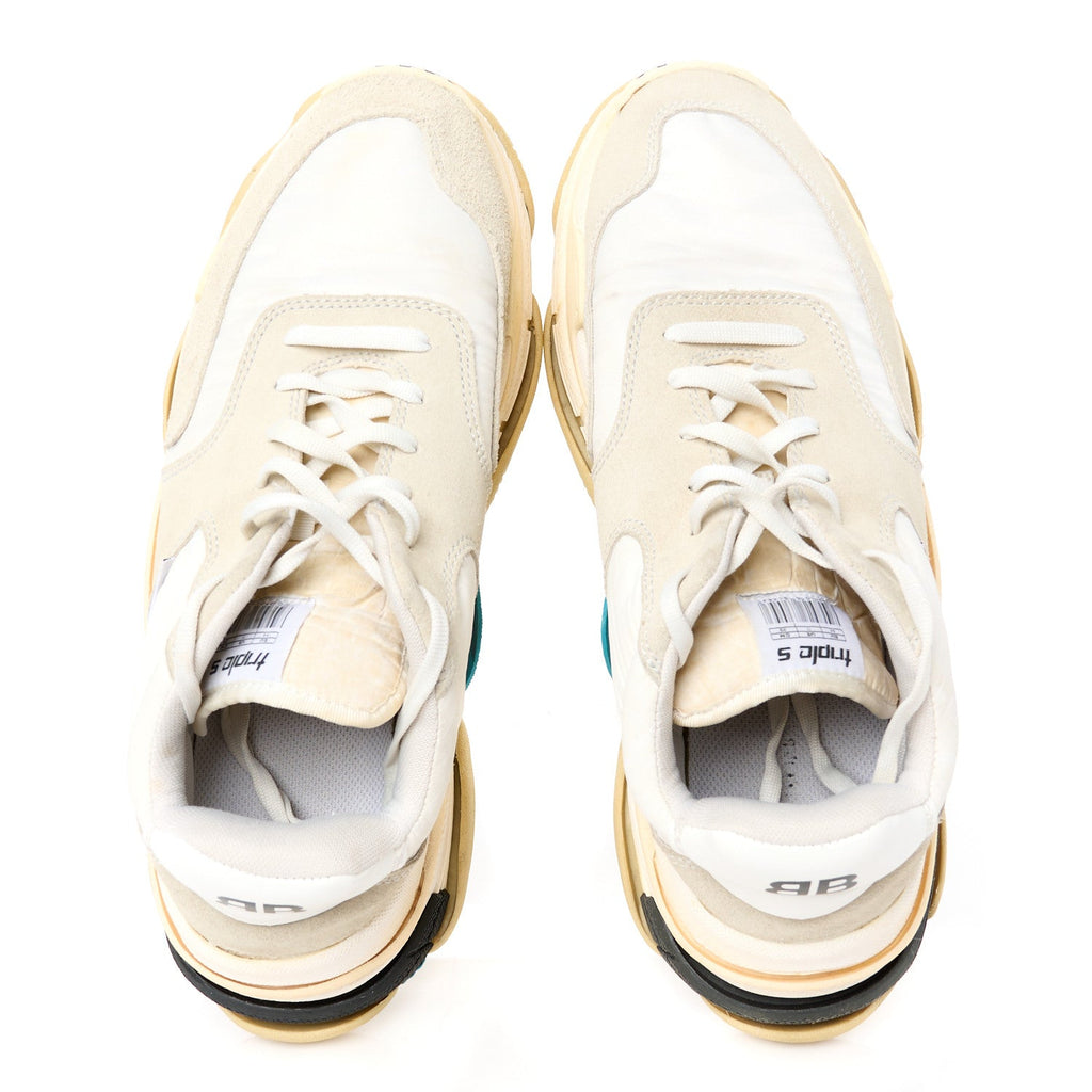 NYLON SUEDE MENS TRIPLE S 2.0 SNEAKERS WHITE GREY BLUE