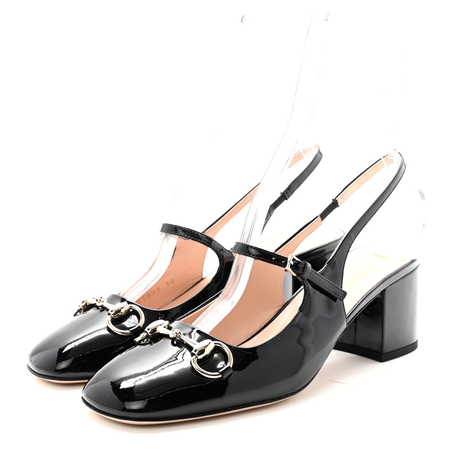 PATENT WOMENS HORSEBIT SLINGBACK PUMPS BLACK