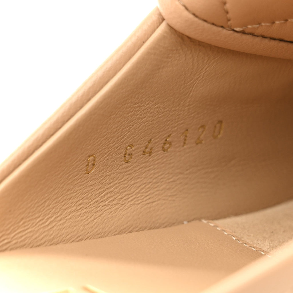 LAMBSKIN QUILTED CC TURNLOCK MULES LIGHT BEIGE