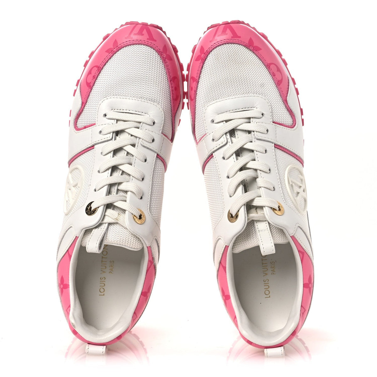 LOUIS VUITTON CALFSKIN MONOGRAM RUN AWAY SNEAKER WHITE PINK