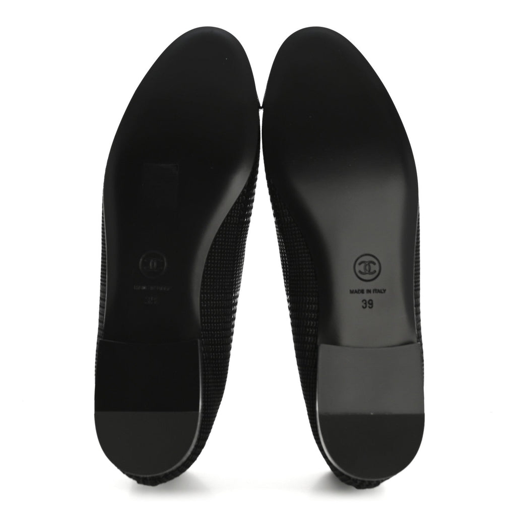 SUEDE KIDSKIN CAP TOE CC BALLERINA FLATS BLACK