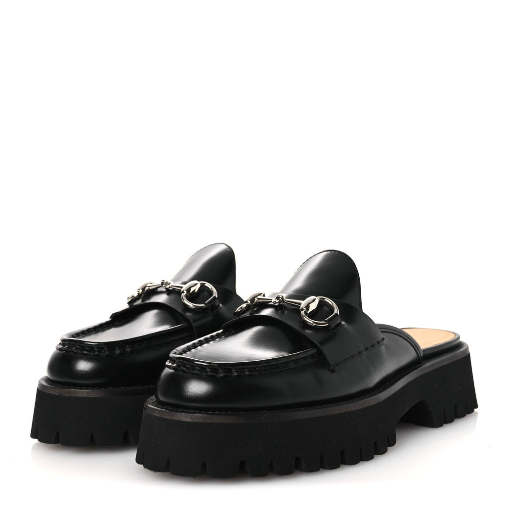 CORDOVAN LUX WOMENS SYLKE HORSEBIT PLATFORM MULES BLACK