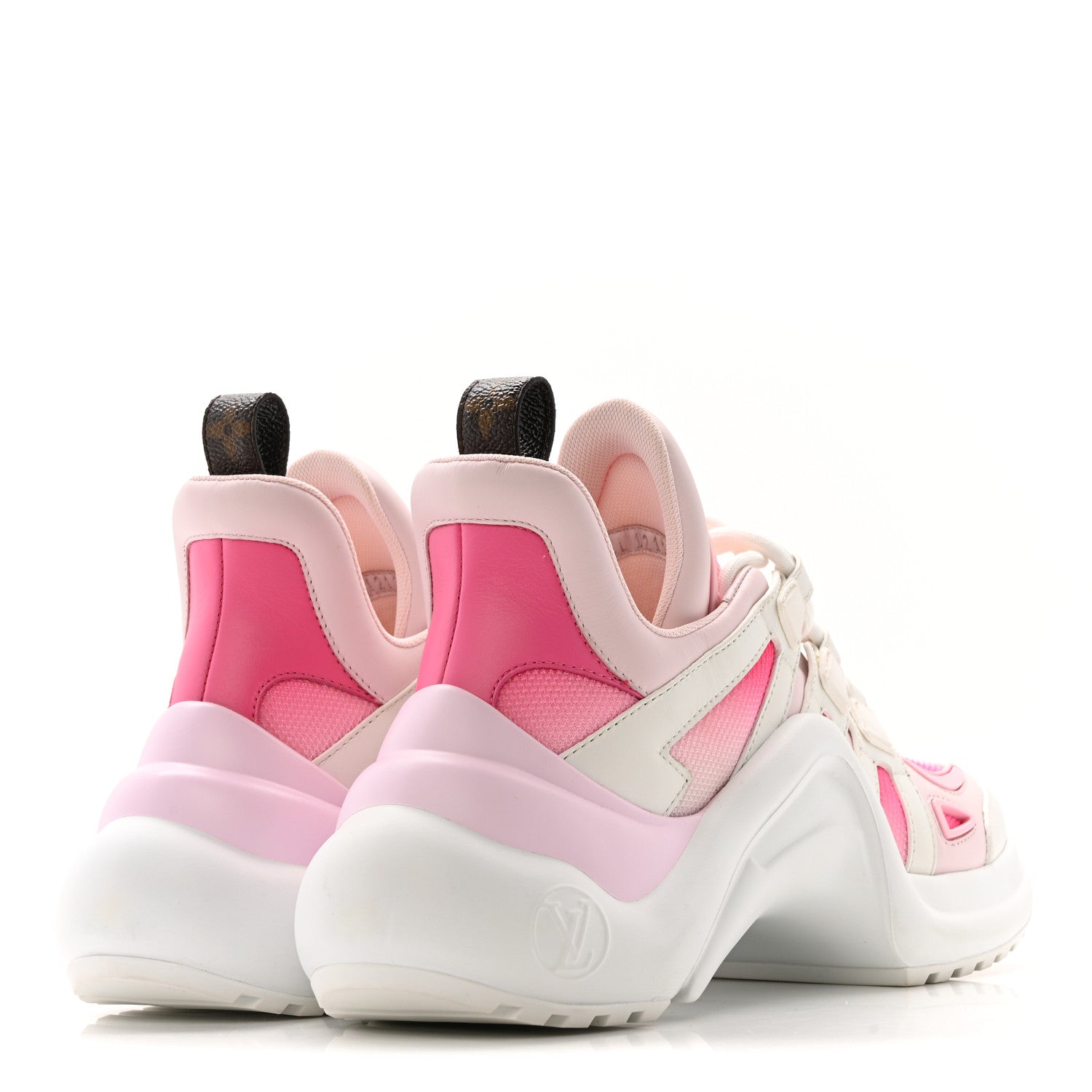 CALFSKIN TECHNICAL NYLON LV ARCHLIGHT SNEAKERS WHITE PINK