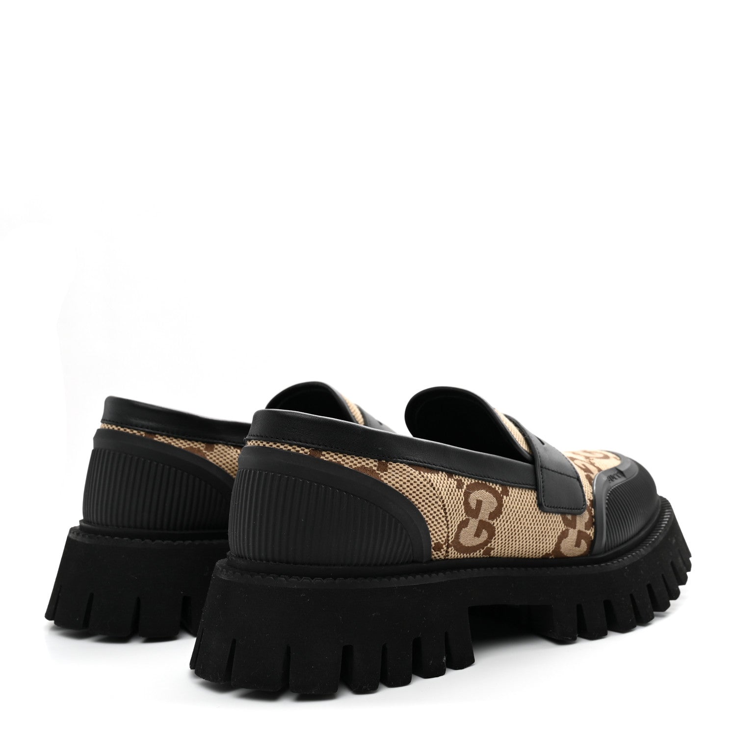 MONOGRAM JUMBO GG MIRO SOFT CALFSKIN MENS LUG SOLE LOAFERS CAMEL EBONY BLACK