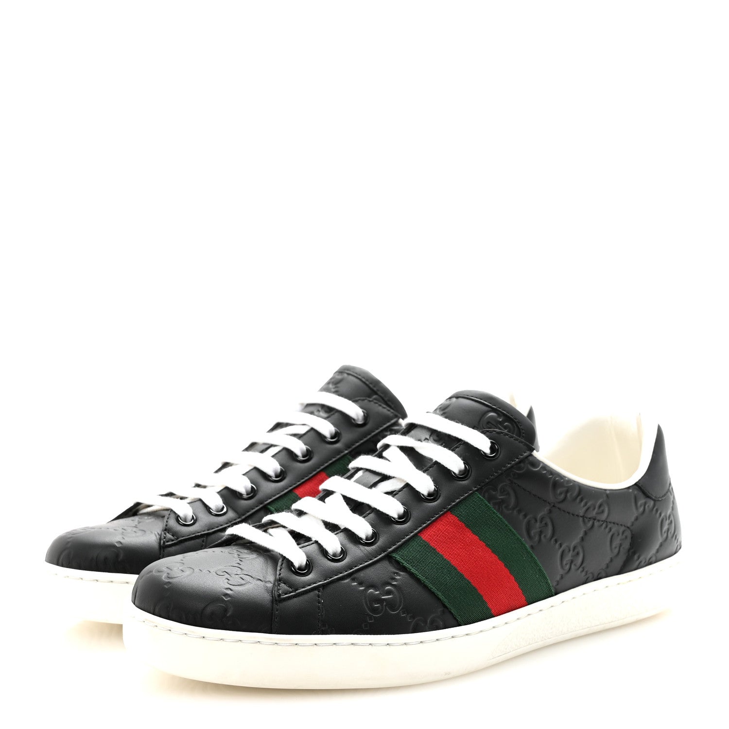 GUCCISSIMA SIGNATURE WEB MENS ACE SNEAKERS BLACK
