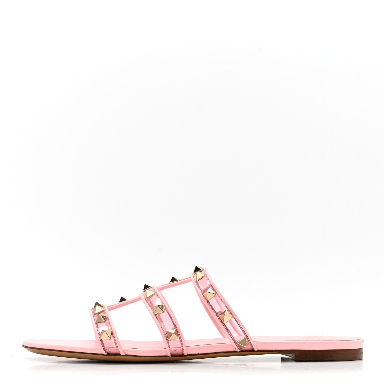 ROCKSTUD PVC CAGED FLAT SLIDE SANDALS PINK