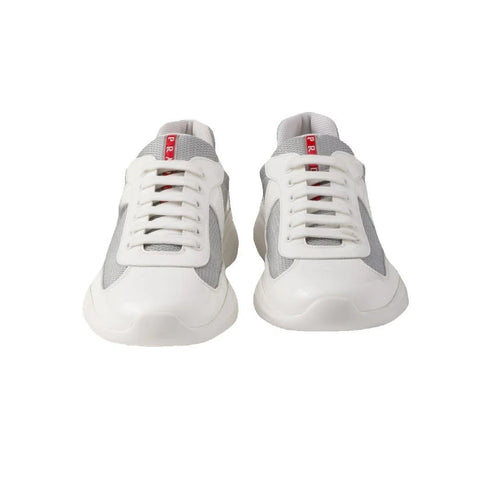 Prada Patent-Leather And Technical-Fabric America's Cup Sneakers - White