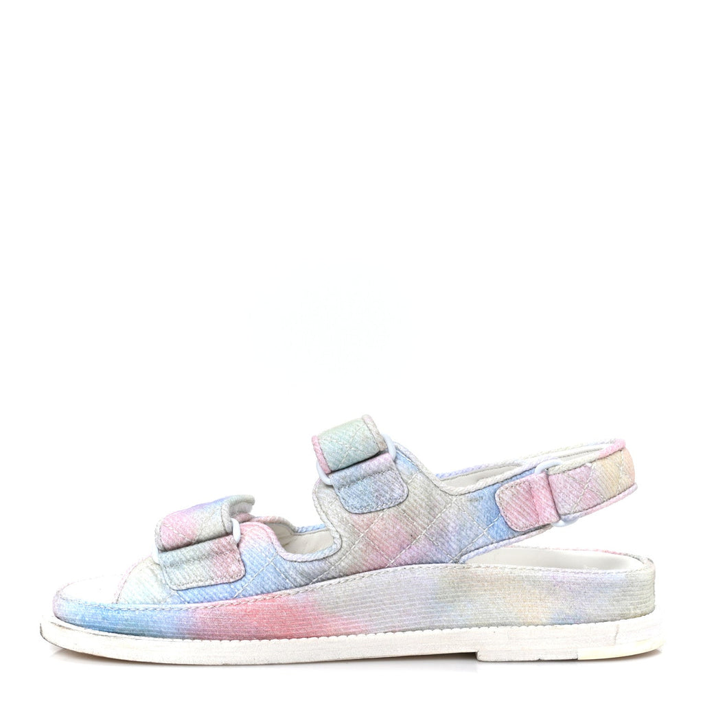 PRINTED FABRIC QUILTED DAD SANDALS GREEN PINK BLUE