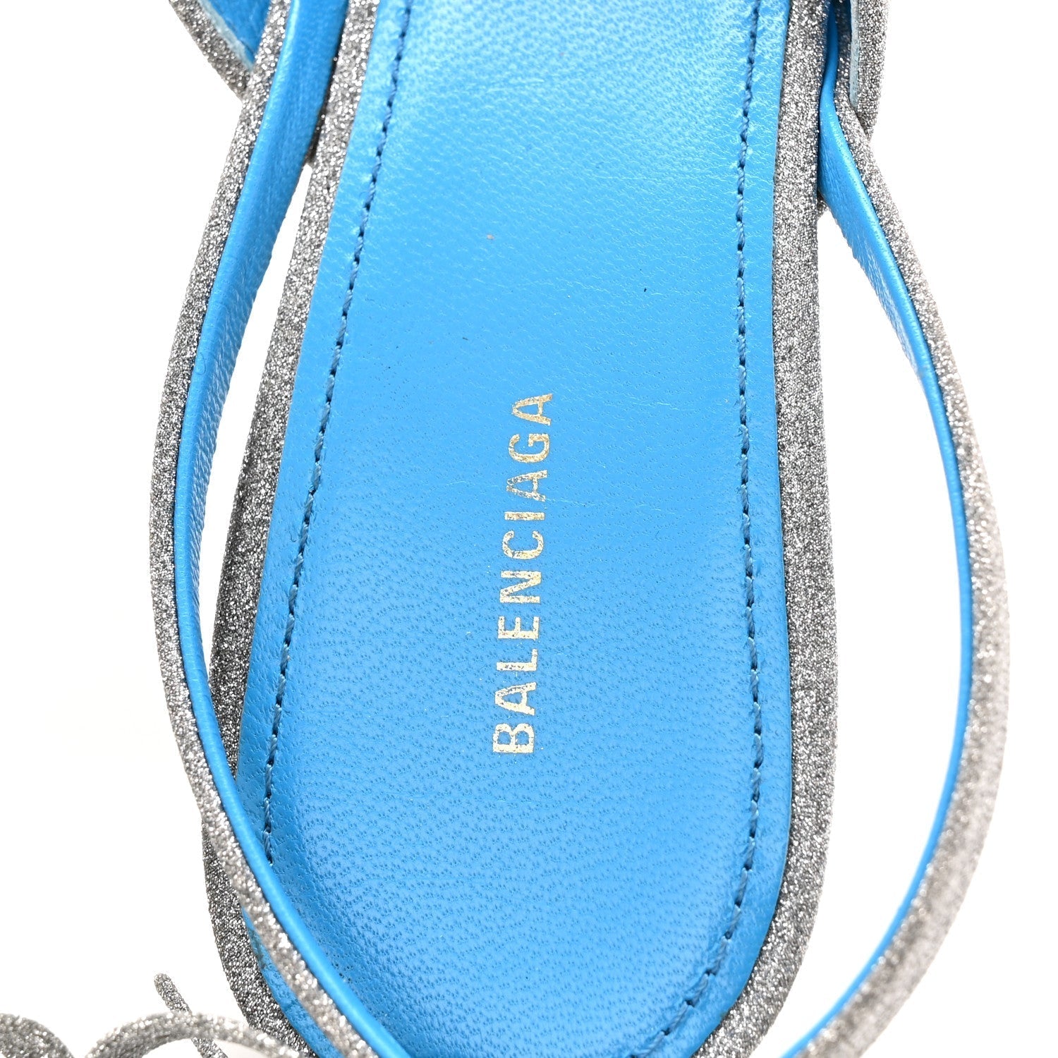 GLITTER TOE KNIFE SLINGBACK MULES SILVER BLUE