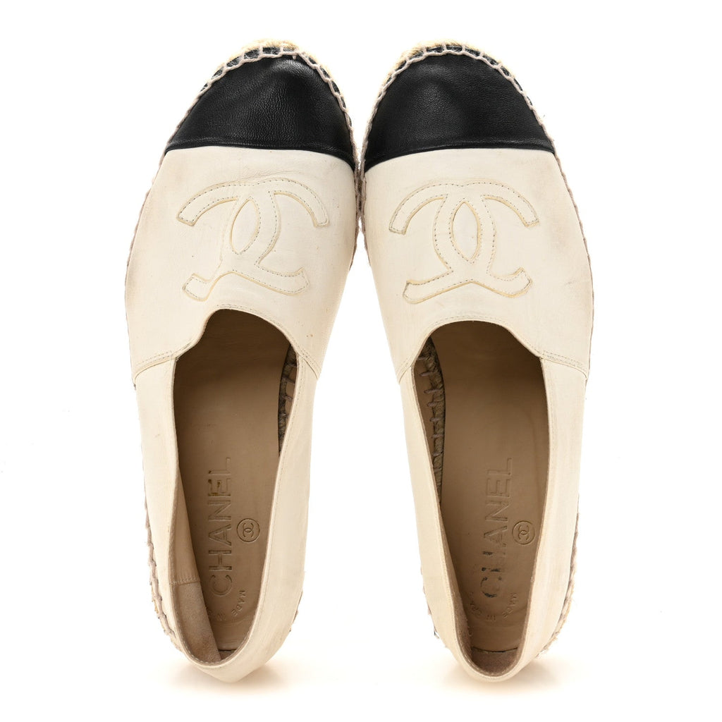 LAMBSKIN CC ESPADRILLES WHITE BLACK