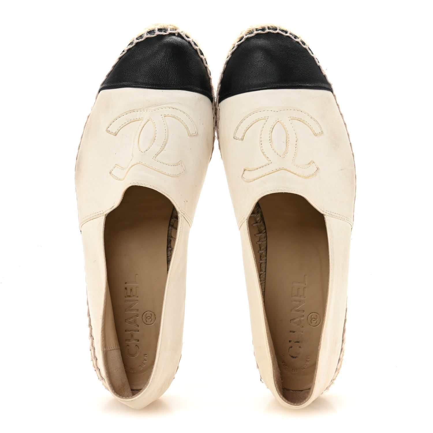 LAMBSKIN CC ESPADRILLES WHITE BLACK