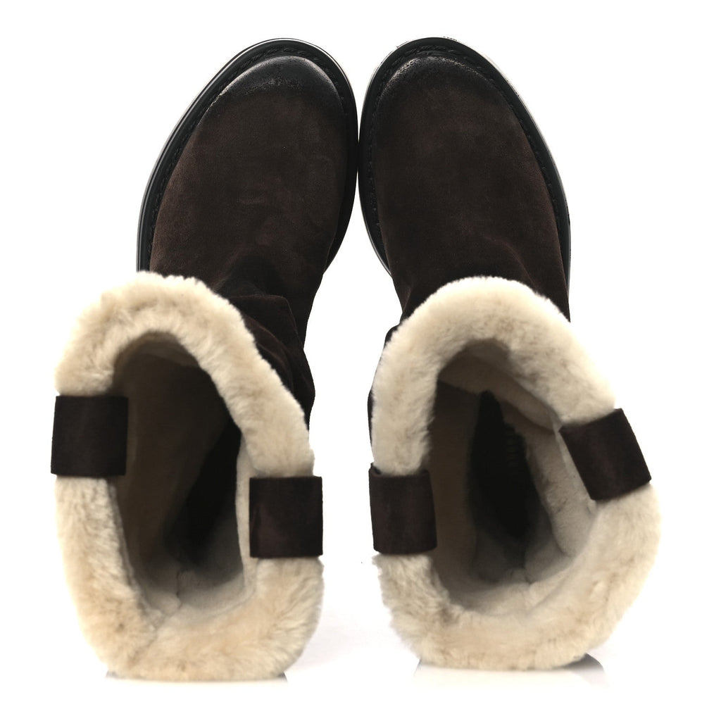 SUEDE SHEARLING VINTAGE EFFECT MID CALF BOOTS MORRO