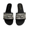 Christian Dior Dway Miss Dior Flat Slide Sandals Azure Pale - Black/White
