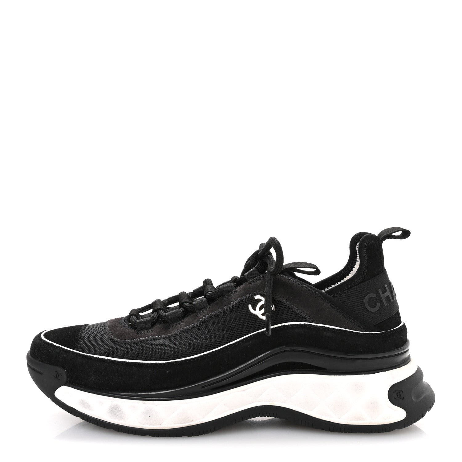 VELVET CALFSKIN MIXED FIBERS CC SNEAKERS BLACK