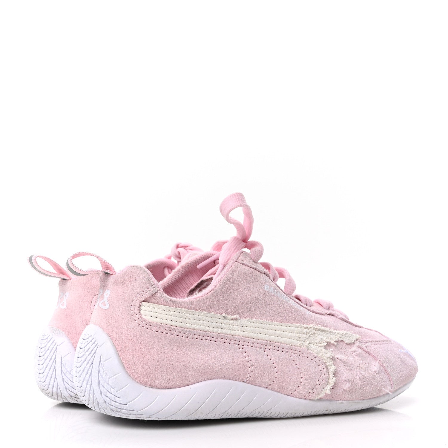 X PUMA SUEDE DISTRESSED MENS SPEEDCAT SNEAKERS WHITE PINK