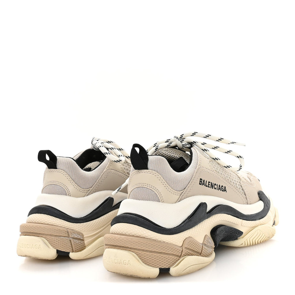 FABRIC MESH WOMENS TRIPLE S SNEAKERS BEIGE BLACK