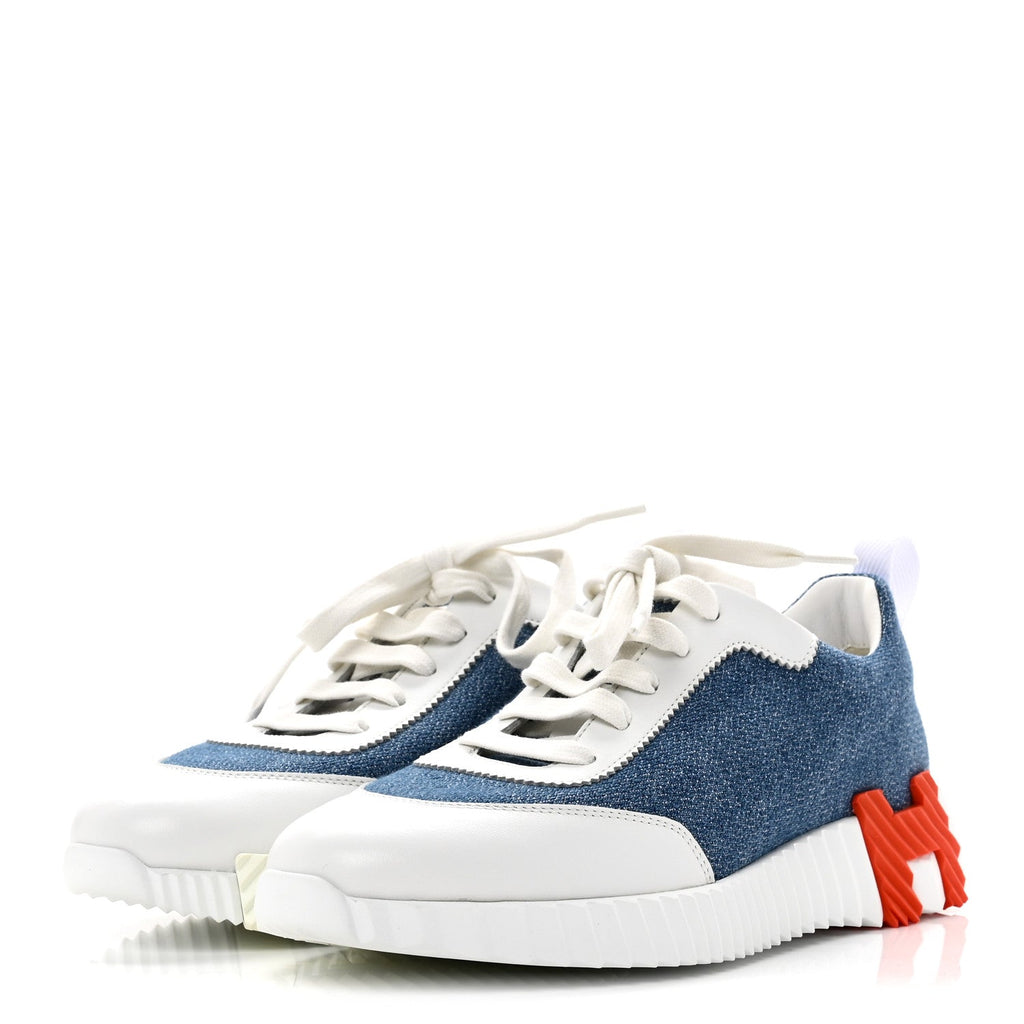 DENIM SUEDE GOATSKIN BOUNCING SNEAKERS BLEU CLAIR WHITE