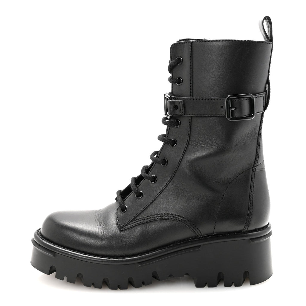 CALFSKIN VLOGO /50MM COMBAT BOOTS BLACK