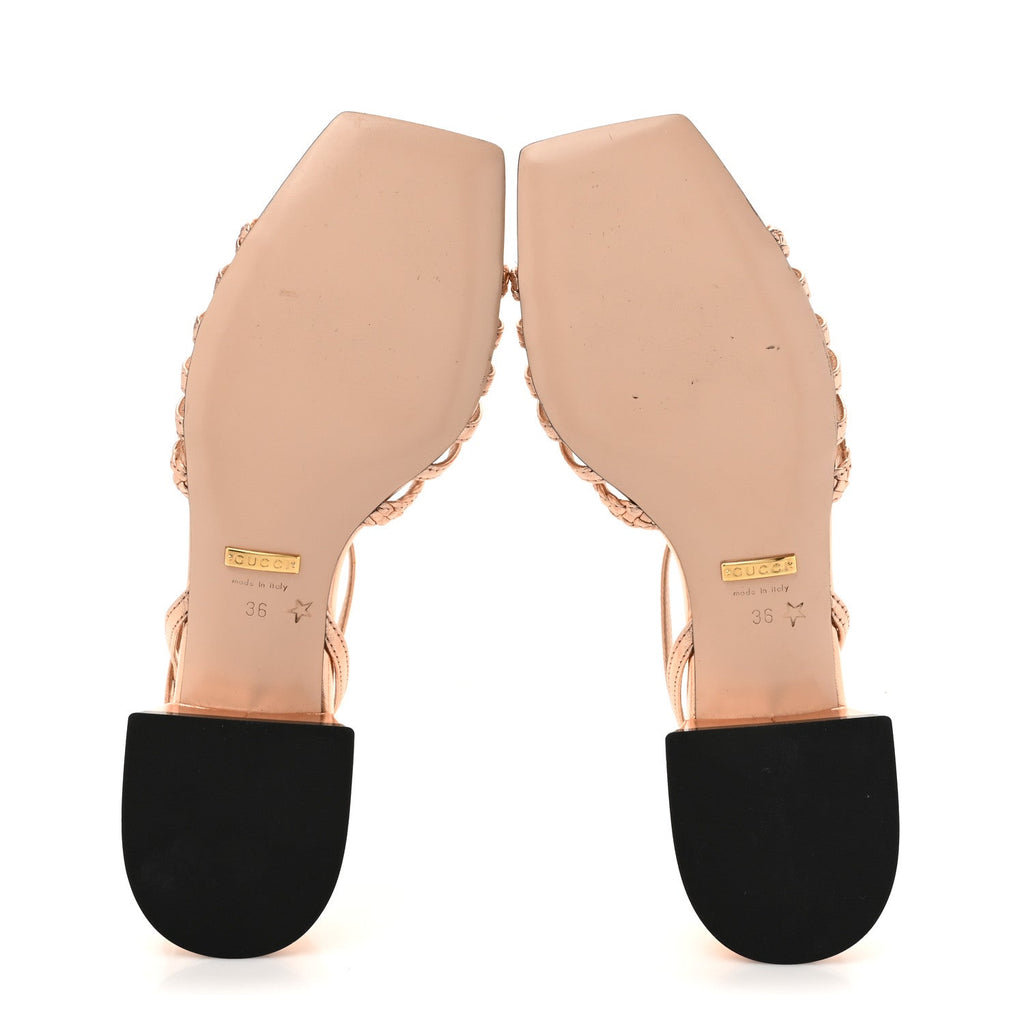 METALLIC NAPPA BRAIDED KETTY HORSEBIT SANDALS SALMONE