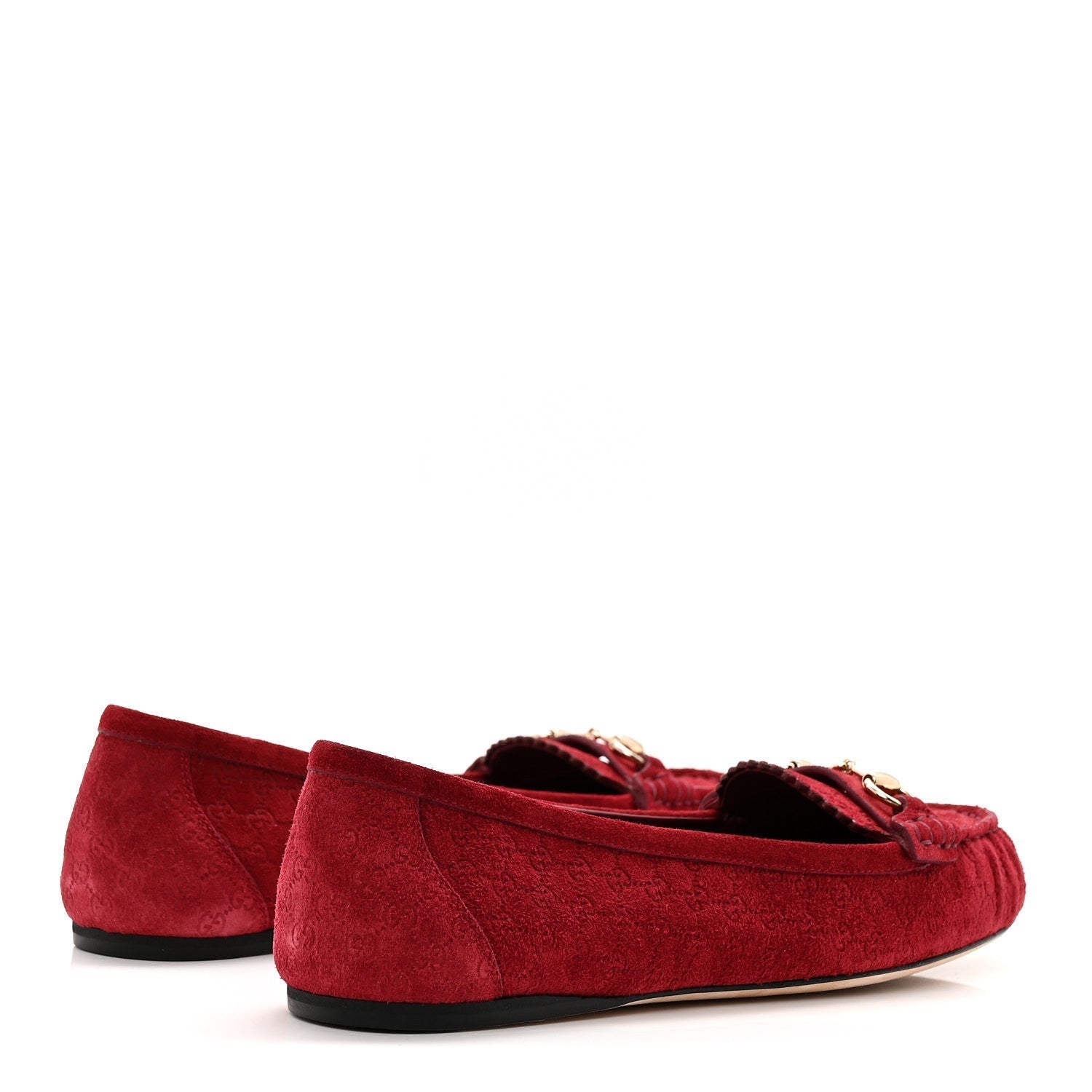 SUEDE MICRO GG HORSEBIT WOMENS KENSINGTON MOCCASIN LOAFERS ROSSO ANCORA