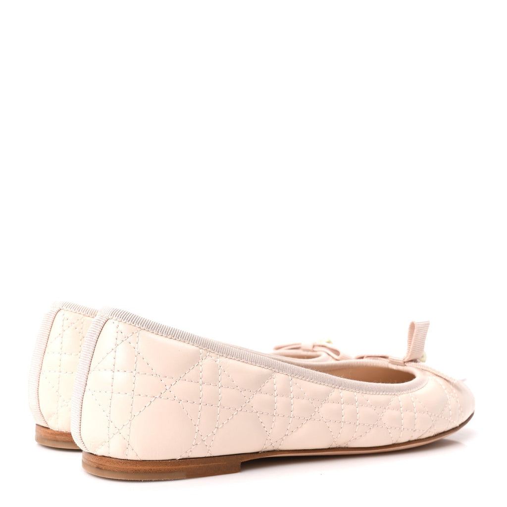 CALFSKIN CANNAGE PEARL BOW BALLET FLATS ROSE QUARTZ