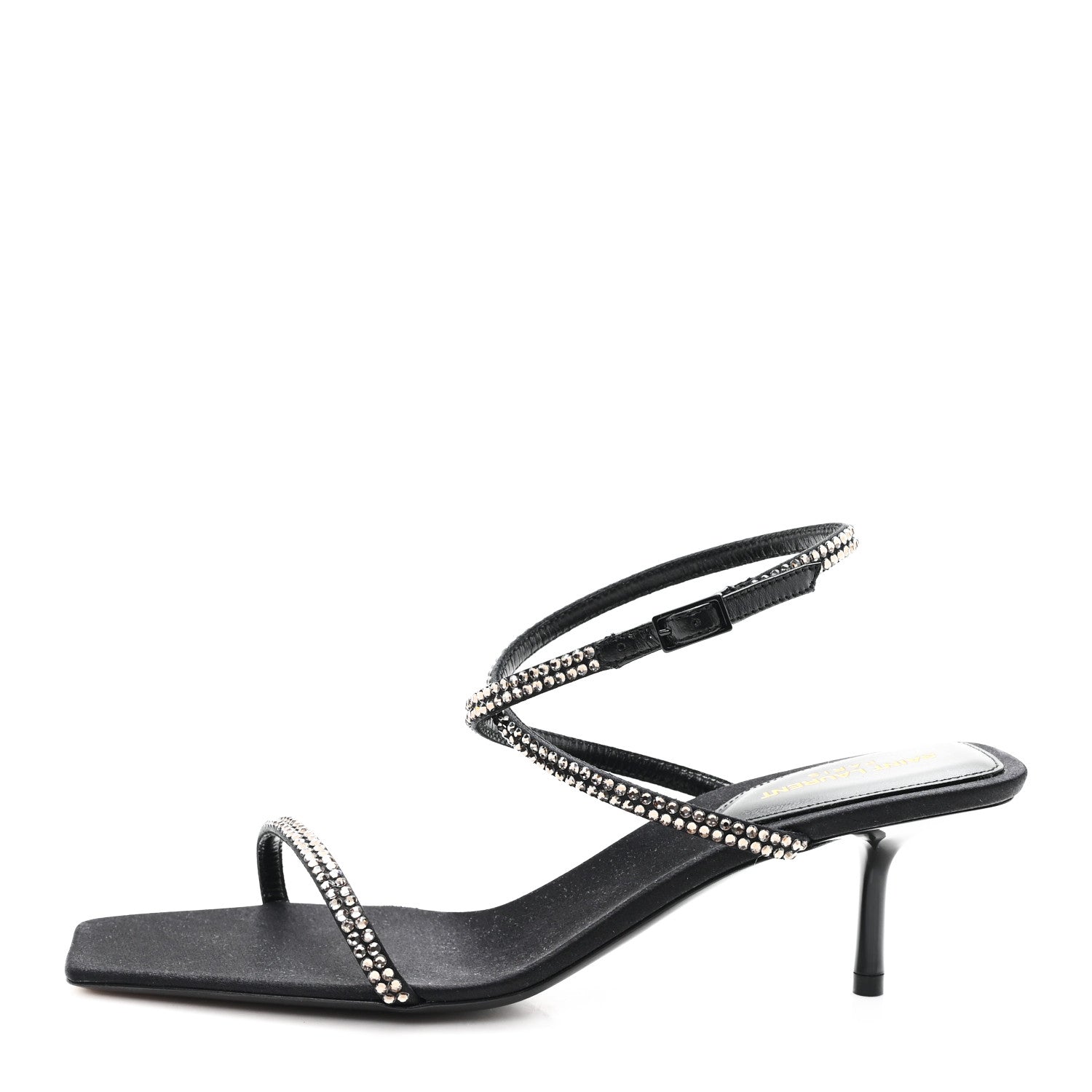 CREPE SATIN BALIQUA 55 VETT ANKLE STRAP SANDALS BLACK