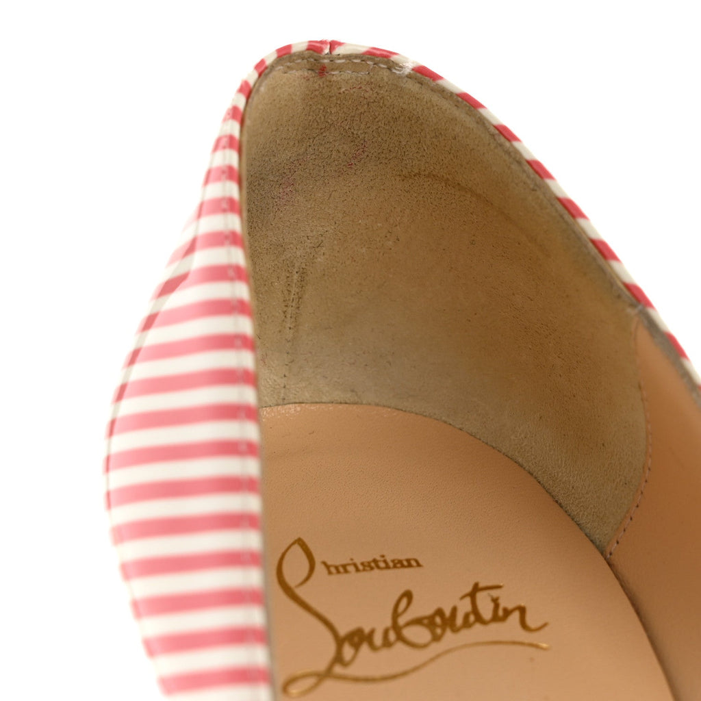 PATENT PIGALLE FOLLIES STRIPES 100 PUMPS SMOOTHIE WHITE