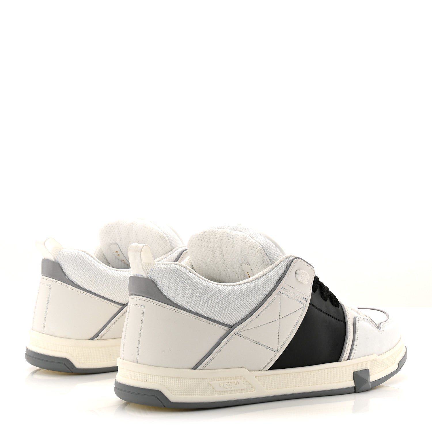 CALFSKIN MENS OPEN SKATE SNEAKERS WHITE BLACK