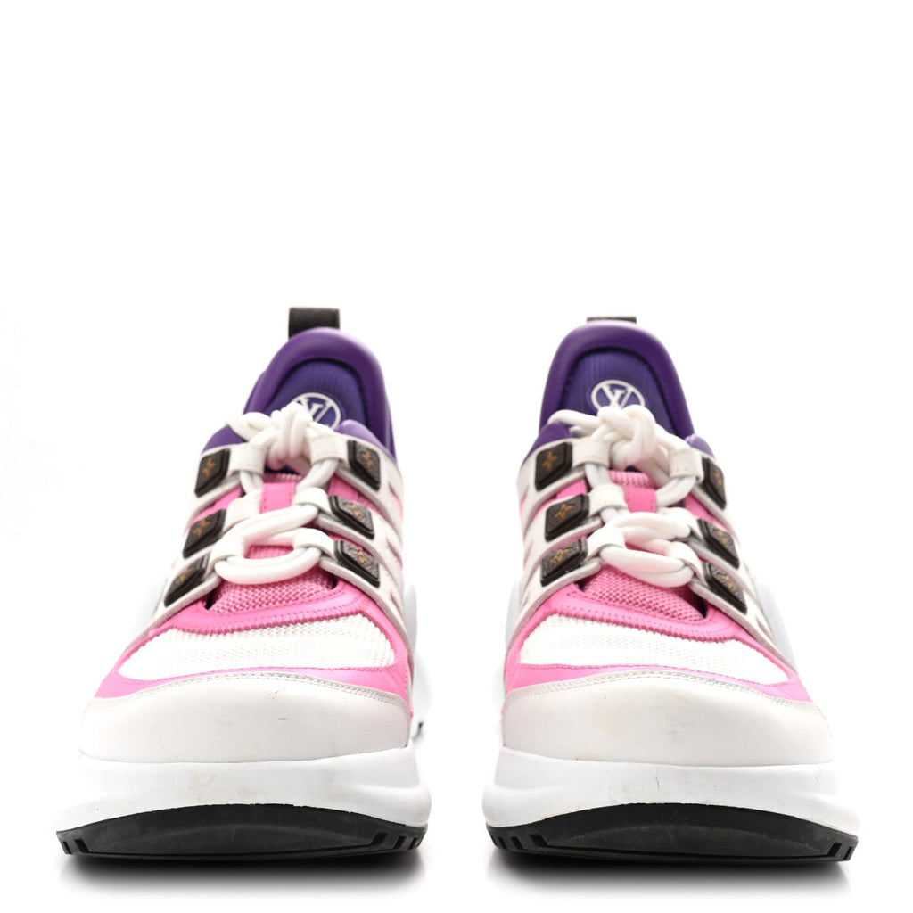 CALFSKIN TECHNICAL NYLON LV ARCHLIGHT SNEAKERS WHITE PINK PURPLE