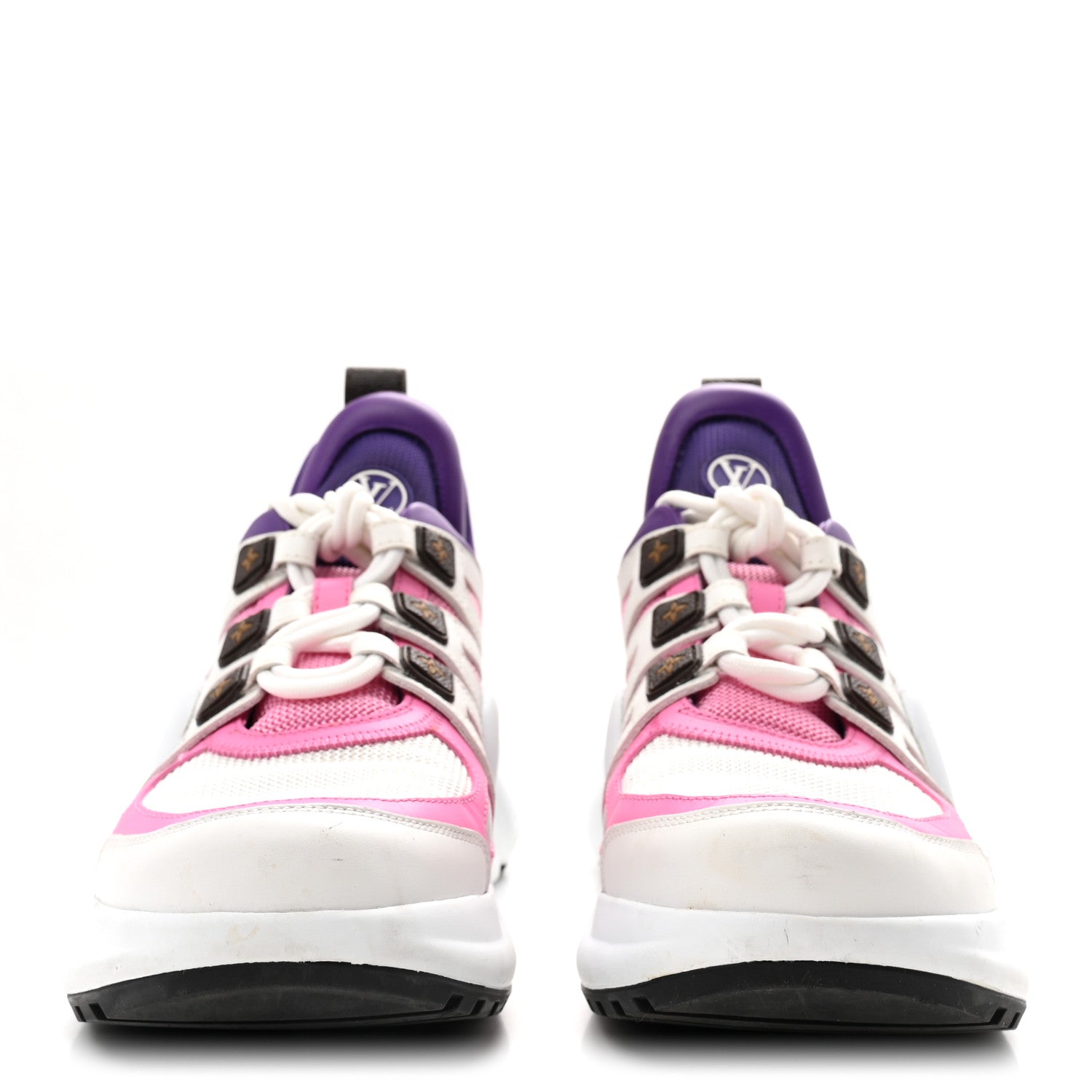 CALFSKIN TECHNICAL NYLON LV ARCHLIGHT SNEAKERS WHITE PINK PURPLE
