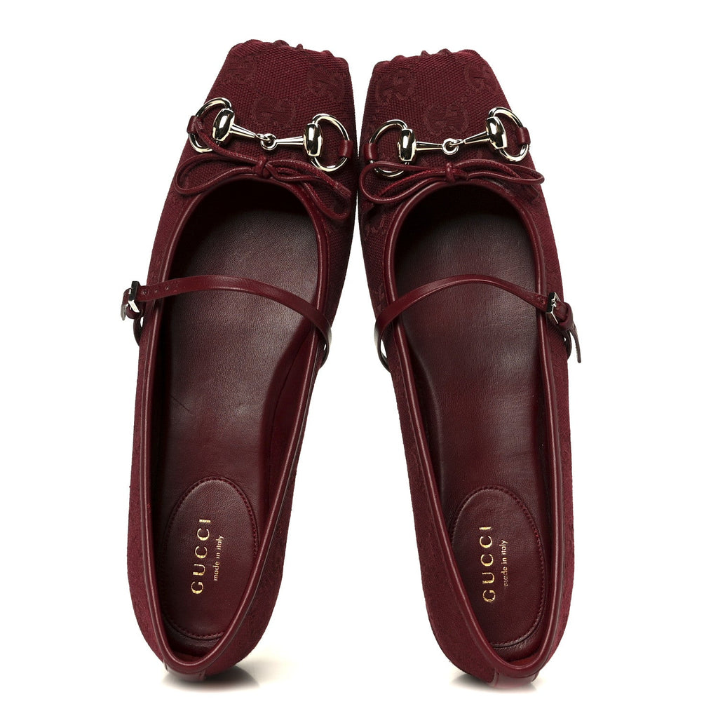 GG MONOGRAM HORSEBIT BALLET FLATS ROSSO ANCORA