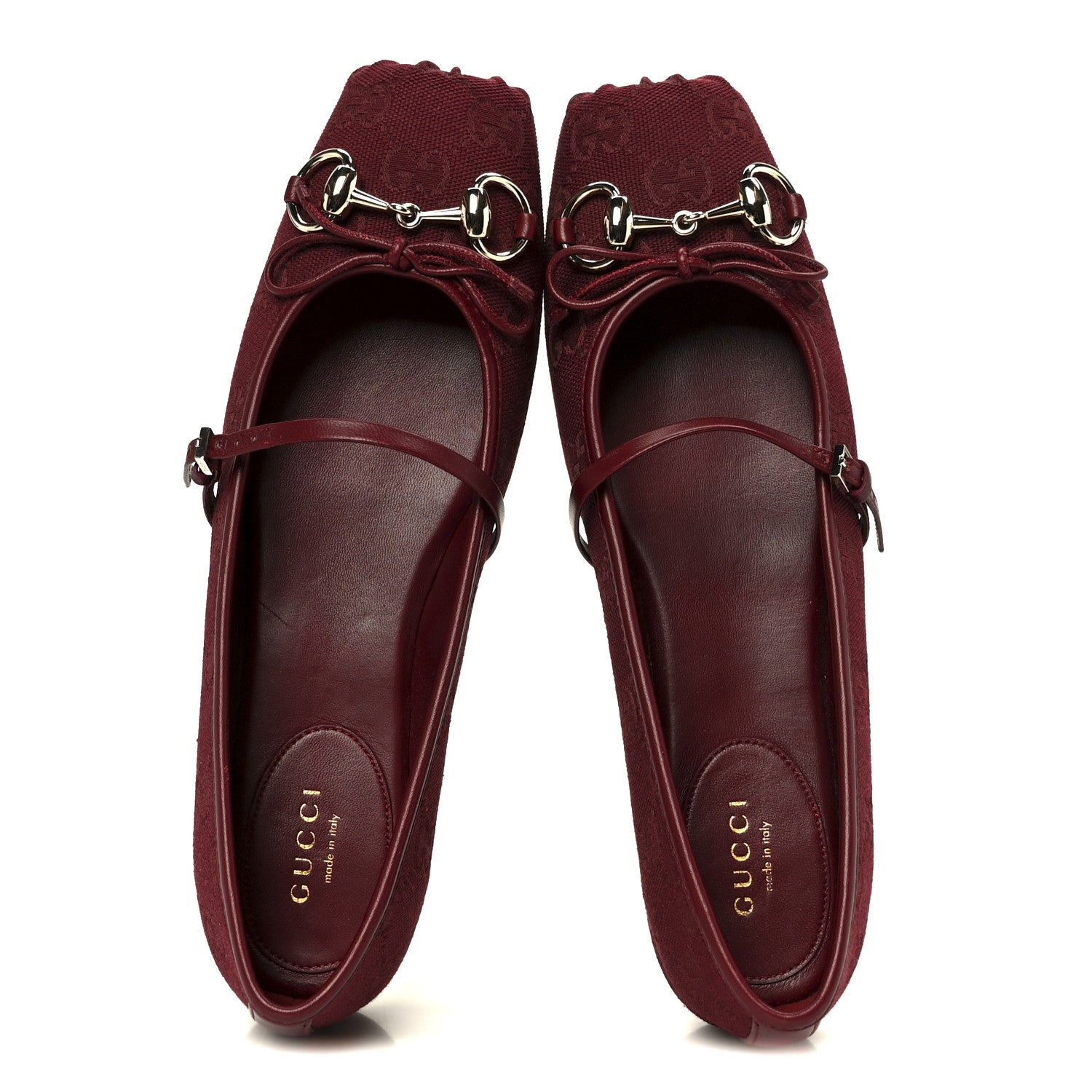 GG MONOGRAM HORSEBIT BALLET FLATS ROSSO ANCORA