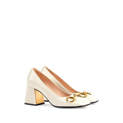 Gucci Calfskin Horsebit Loafer Pumps Bright - White