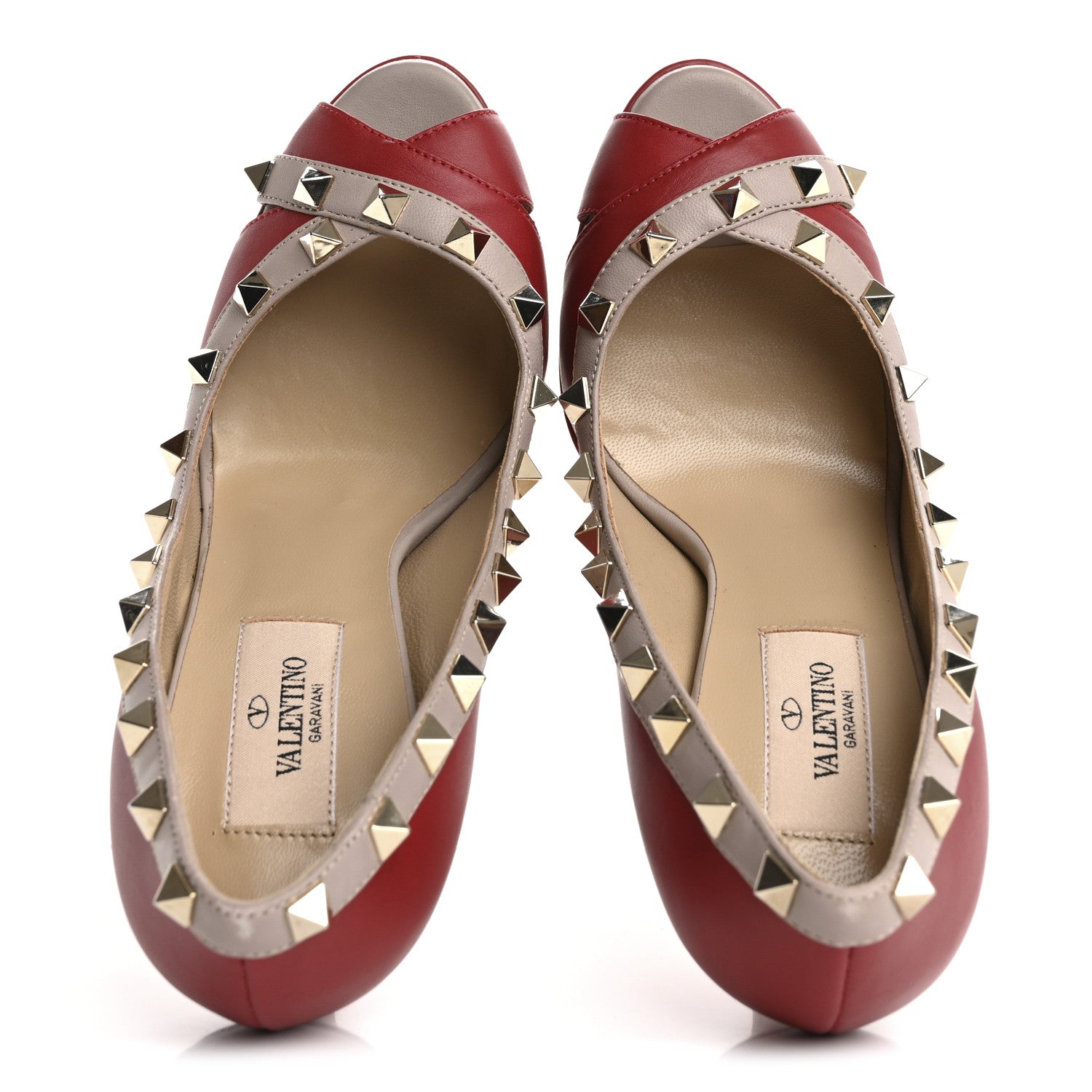 NAPPA ROCKSTUD PEEP TOE PLATFORM PUMPS POUDRE ROSSO