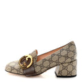 GG SUPREME MONOGRAM MALAGA KID BLONDIE PUMPS BEIGE EBONY NEW ACERO