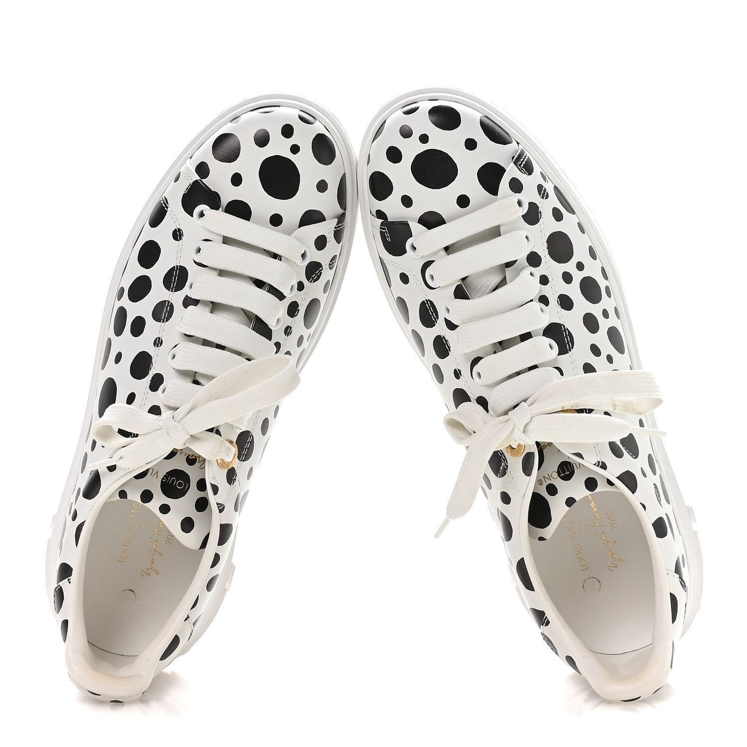 LV X YK CALFSKIN PRINTED INFINITY DOTS TIME OUT SNEAKERS WHITE