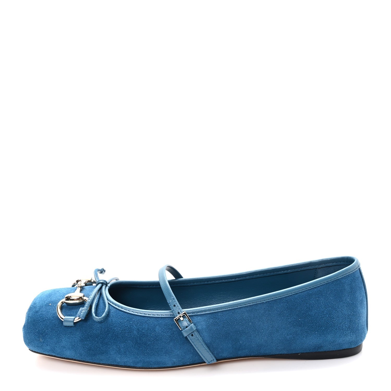 KID SCAMOSCIATO HORSEBIT BALLET FLATS DEEP ACQUA
